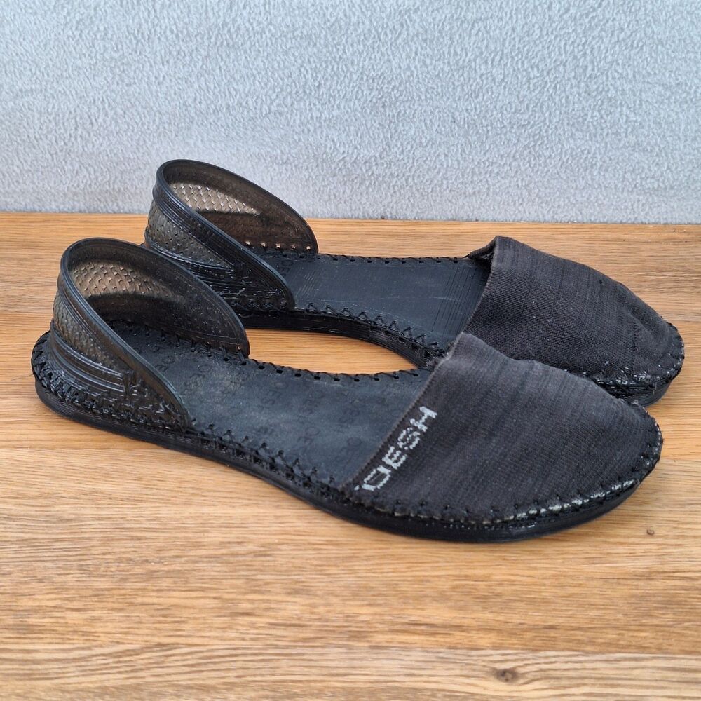 OESH Townie Women's 9 3D-Printed Flat Sandals Black Synthetic USA Made Modern